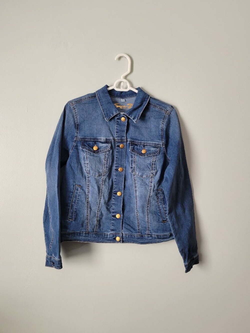 Seven7 Denim Jacket Women's XS Kramer Medium Wash Button Closure Pockets NWT